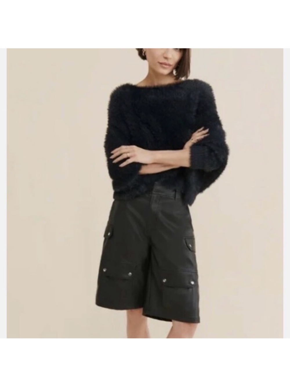 FP One Eyelash Knit Cropped Oversized Fuzzy Sweater - Size S/P NWOT